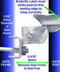 Chain Link Fence Butterfly Gate Latch For 1-5/8 Inch Gate Frame And 2-3/8 Inch Gate Post Galvanized Automatic Gate Latch