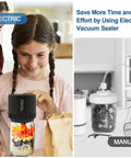 Girl using Cordless Electric Mason Jar Vacuum Sealer Kit For Food Storage With Two Mouth Seal Sizes, Automatic Vacuum System