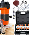 Router Tool 6.5 Amp Wood Router With One And A Quarter HP 30000 RPM Built For Woodworking showing router, bits, and accessories