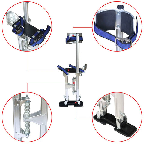 Easy Adjust Drywall Stilts For Painting And Cleaning, Ultra Lightweight Aluminum, Secure Straps, and Rubber Soles