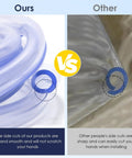 Stop Your Furry Buddies From Turning Cables Into Snacks With This Tough Chew Proof Cord Protector Sleeve Flexible Split Design Slips Right Over Wires And Chargers For Dogs And Cats Ten Feet Long Two Pack Odorless Pvc; comparison of smooth vs sharp edge of cord protectors.