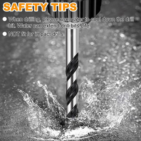 Pro Grade Concrete And Masonry Drill Bit Set 5 Piece Industrial Carbide Tip Kit with water splash during drilling