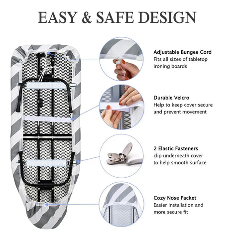 Tiny Tabletop Ironing Board Cover And Pad Cotton Cover With No Fuss Extra Thick Padding That Resists Scorching And Staining Elastic Cord Fits 11 To 13 Inches Wide And 30 To 32 Inches Long Boards