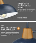 Modern Outdoor Wall Light With Dusk To Dawn Sensor, hammered metal shade and eco-friendly wood grain details