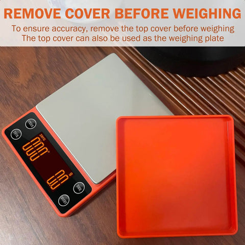 Compact Portable Coffee Scale With Timer 3kg 0.1g High Precision Espresso Scale Rechargeable Auto Tare shown with cover removed