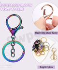 28Pcs 7 Color Lobster Claw Clasps With Key Chain And Flat Split Keychain Ring Set For Purses, Bags And DIY Crafts, features smooth surface, bright colors and easy open-close mechanism