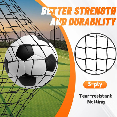 Two Pack 4x3ft Pop Up Kids Soccer Goals For Backyard Portable Soccer Nets showing ball hitting durable netting