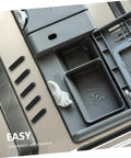 200 Pack Black Plastic Dishwasher Rack Prong Tip Covers Heavy Duty Replacement Caps in a dishwasher rack showing practical use.