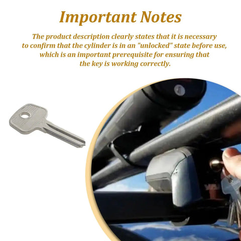 Universal Lock Core Removal Key For Thule And Yakima Roof Rack Systems D1251 D1252 shown with application on crossbars