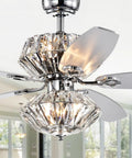 HomeStock Copper Grove Toshevo RC ChDual-Lamp 52-Inch Lighted Ceiling Fan with Reversible Blades, featuring crystal light fixture.