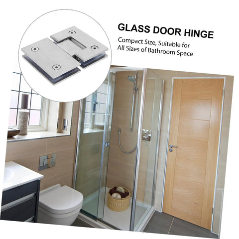 Brushed Stainless Glass Shower Door Hinge, 180 Degree Clamp For 4mm Frameless Shower Stall in modern bathroom