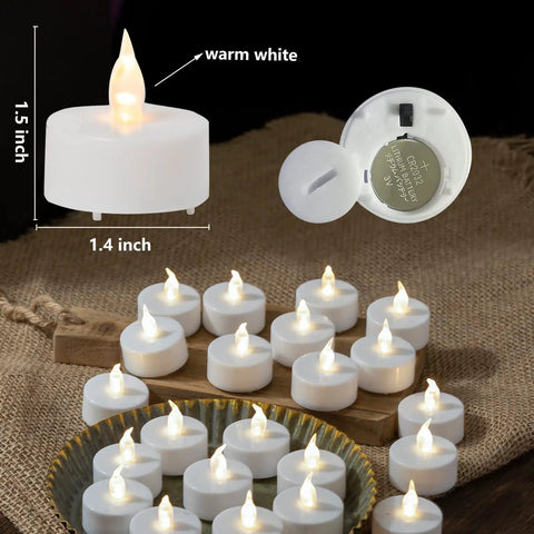 LED Tea Lights 24 Pack Battery Operated Flameless Candles With Realistic Flicker And Dope Long Battery Life for Christmas Decor