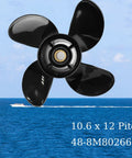 Propeller 10.6 x 12 Pitch for Mercury Outboard 25-70 HP Aluminum Prop with 13 Spline Tooth, Hub Nut Kit Visible, 48-8M8026625