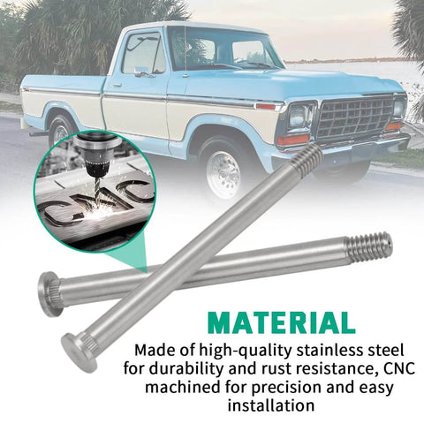 Door Hinge Pin And Bushing Repair Kit For Ford F150 F250 F350 1973 1979 And Bronco 1978 1979 displayed with classic truck