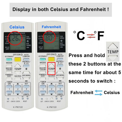 Premium Universal AC Remote Controller For Panasonic Air Conditioner Sub Wireless Temp Display Fahrenheit Celsius A75C2913 Compatible Hella Smooth To Set Up And Straight Up Easy To Control Settings