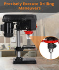 Get This Bad Boy 8 Inch Benchtop Drill Press With A Super Cool 45 Degree Tilt Table And Five Speed Settings For Rock Solid Performance, showcasing drill and adjustable table.