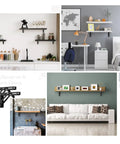 Heavy Duty Wall Mounted Folding Shelf Brackets With Tough Triangle Frame And Slick Fold Away Design For Hella Space Saving Diy Build Projects Max Load 330lbs In White Two Pack supporting various shelves in modern rooms.