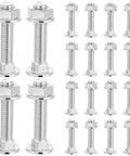 Carriage Bolt Kit with Nuts and Washers, 20 Sets, carbon steel, round neck, zinc plated for outdoor projects
