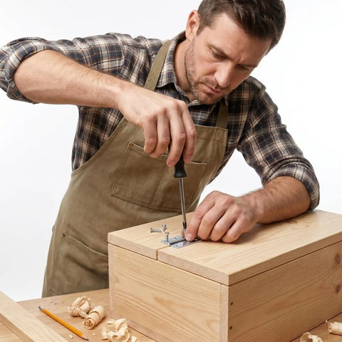 Person installing Six Pack 2.5 Inch Stainless Steel Butt Hinges For Bifold Doors Cabinets And Small Boxes Rust Resistant For Indoor And Outdoor Use
