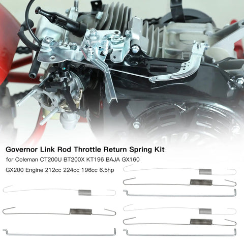 Throttle Return Spring Kit For Predator 212cc And Coleman Mini Bikes Go Karts Governor Rod And Cable Linkage For GX160 GX200 BT200X CT200U KT196 Baja MB200 Engines on installed engine and parts layout