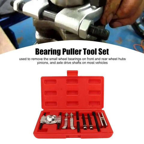 Power 9 Piece Bearing Separator Kit Adjustable Pinion Removal Hub Axle Puller For Front Rear Wheel Hubs Drive Shafts Fits Cars Great For Mechanics Fix Rides Done Quickly And Easy To Save Cash Using Reliable Gear At Home Garage red case with puller parts