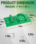 Product dimensions showing Heavy Duty Bolt On Tractor Bucket Hook Grab Hooks D Rings with measurements 4" W x 7.95" L.
