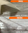 Comparison of Double Sided Carpet Tile Tape 2 In By 90 Ft Heavy Duty With Reinforced Web Mesh on vinyl floors, ours versus theirs.