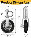 Beefy Heavy Duty Gate Helper Caster 2 Pack With Six And A Quarter Inch Wheel product dimensions and specifications