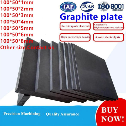High Temperature Graphite Plate For Pyrolysis Block Anode Anti Corrosion Heat Sink 100x50x2mm set displayed in a stack