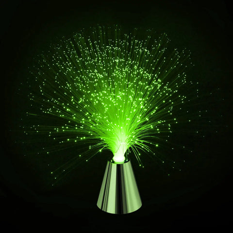 2 Pack Fiber Optic Lamp With Cone Base LED Color Changing Lights For Calming Mood Night Light Sensory Ambient Lighting For Kids And Adults Chill Vibe Lighting Auto Rainbow Glow in green.