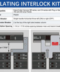 Diagram of generator interlock kit for Eaton Cutler Hammer BR series panels with one and a quarter to one and a sixteenth inch spacing