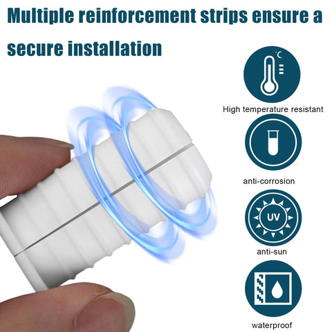 Close-up of set of four white three quarter inch cable grommets for wall hole pass throughs with anti-slip textured surface, focus on durability