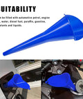 Long Neck Oil Funnel For Cars Spill Free Multi Function Plastic Fuel Funnel For Quick Oil And Fluids Fills Universal Engine Lubricant Transfer Tool Durable Reusable Car Accessory Blue