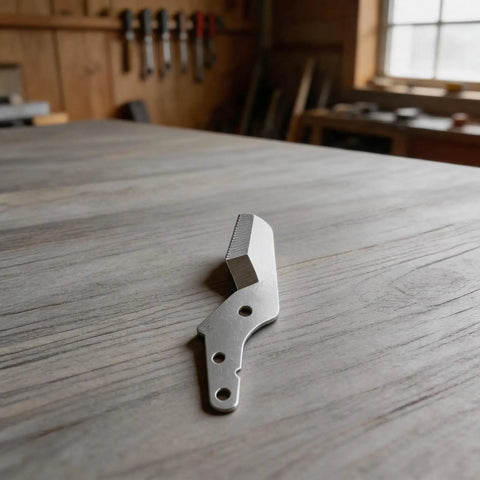 Pro Grade PVC And PPR Pipe Cutter For 3 To 32mm Pipes With 65Mn Steel Blade Replaceable Blades Lock Design Easy Grip Plastic Pipe Scissors For Home Plumbing HVAC Installations And Quick DIY Repairs, silver blade on wood table