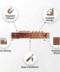 Dope Mid Century Modern Walnut Foldable Entryway Wall Coat Rack With Shelf And 9 Hooks shown with premium wood and foldable design features.