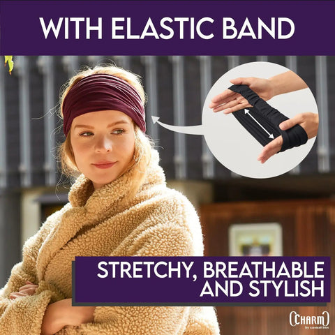 Woman wearing No Slip Sweat Wicking Headband For Men Japanese Style Bandana Black Size M Elastic Fit for Active Movement