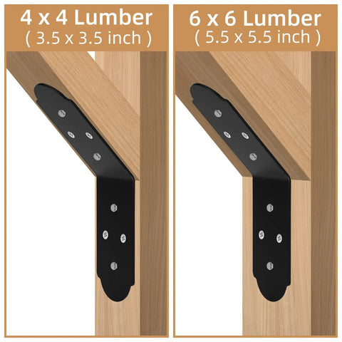 Heavy Duty Inside Mount 135 Degree Angle Bracket for Wood Post and Beam Projects 6x5x3 Inch Carbon Steel with Black Powder Coat Built Tough For Desks Pergolas Gazebos and DIY Kits Two Pack