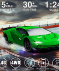 Green Remote Control Drift Car One Twenty Four Scale With 2.4GHz Four Wheel Drive High Speed RC Toy Up To 15 KMH on track