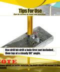 Two Piece M10 X 1.5 Thread Taps Set HSS right hand steel tap in use with metal plate, showing 90-degree tapping angle