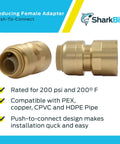 Half Inch Push To Connect Brass Plumbing Adapter Fitting For PEX Copper CPVC PE RT HDPE MNPT Thread Transition