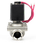 Front view of Beefy Stainless Steel Half Inch Solenoid Valve 12V DC Normally Closed Electric Valve with Viton Seal and Lead Wire