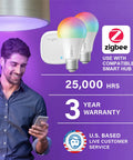Smart Color Changing Light Bulbs Starter Kit With Hub For Alexa And Google Home Dope Vibe A19 E26 Dimmable 800LM 60W Equivalent