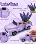 Charming Purple Lavender Truck Decor With Faux Bouquet for home and office tables tiered trays shelves; metal accent