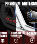 Close-up of Heavy Duty Universal Truck Bed Roll Bars Adjustable Sport Chase Rack For Midsize Pickup Rigs, showcasing durable carbon steel.