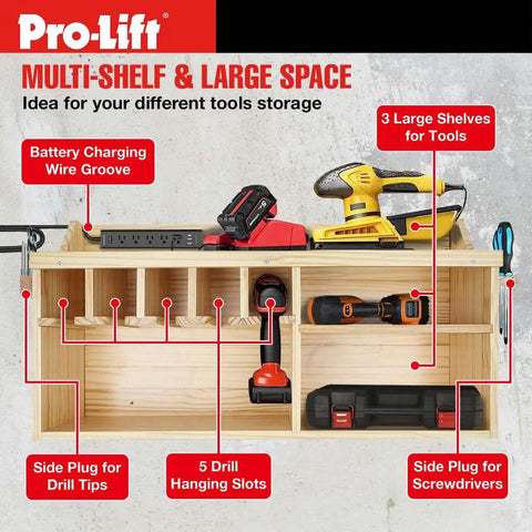 Cordless Drill Organizer With Wall Mount Storage Rack Five Hanging Slots Wooden Construction Model M004W Keeps Your Power Tools Neat Accessible And Ready To Grab In One Sturdy Space Saving Wall Solution