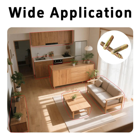 12 Pack M8x50mm Double Ended Hanger Bolts Rock Solid Hold Wood To Metal Connectors Heavy Duty in a modern kitchen setting.