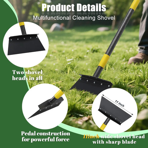Heavy Duty Garden Shovel With 48 Inch Handle All Season Outdoor Tool 4.3 Inch Wide Blade Rust Proof Steel Ergonomic Grip