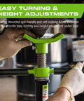 Heavy Duty 1500 Lb Underhoist Support Stand With 36 To 57 Inches Adjustable Height Self Locking Acme Screw Stabilizes Vehicle Components During Repairs And Maintenance, showing height adjustments.