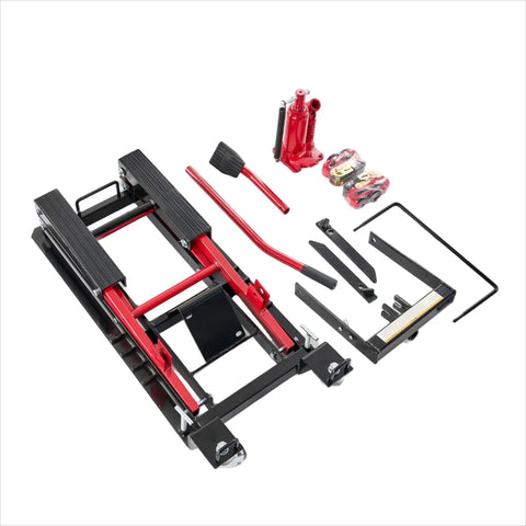 Motorcycle Lift Jack With Wheels 1500 Lbs Hydraulic Dirt Bike Scissor Lift With Handle And Foot Pedal Pro Grade Jack Stand