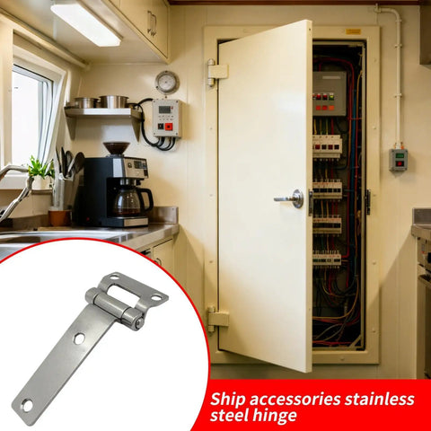 Hella Durable Stainless Steel Marine Hinges For Boats And Cabinets Flexible Clamping For Equipment Panels With Rock Solid Industrial Design For Zero Hassle Setup And Long Lasting Performance On All Projects mounted on a cabinet door.